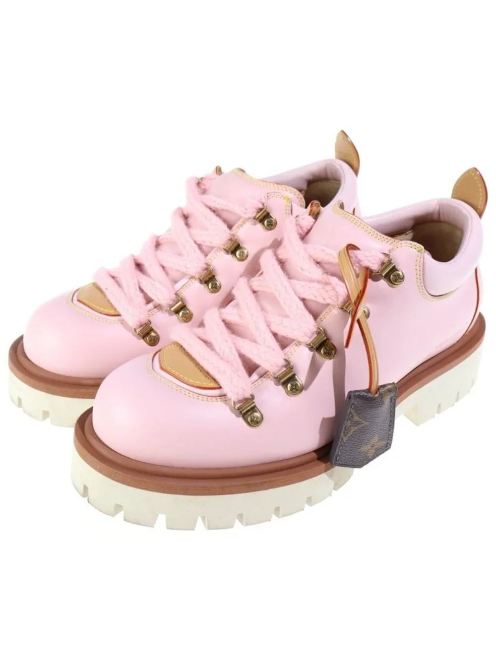 Louis Vuitton LV Remix Derby Chunky Sole Leather Low Cut Boots Pink